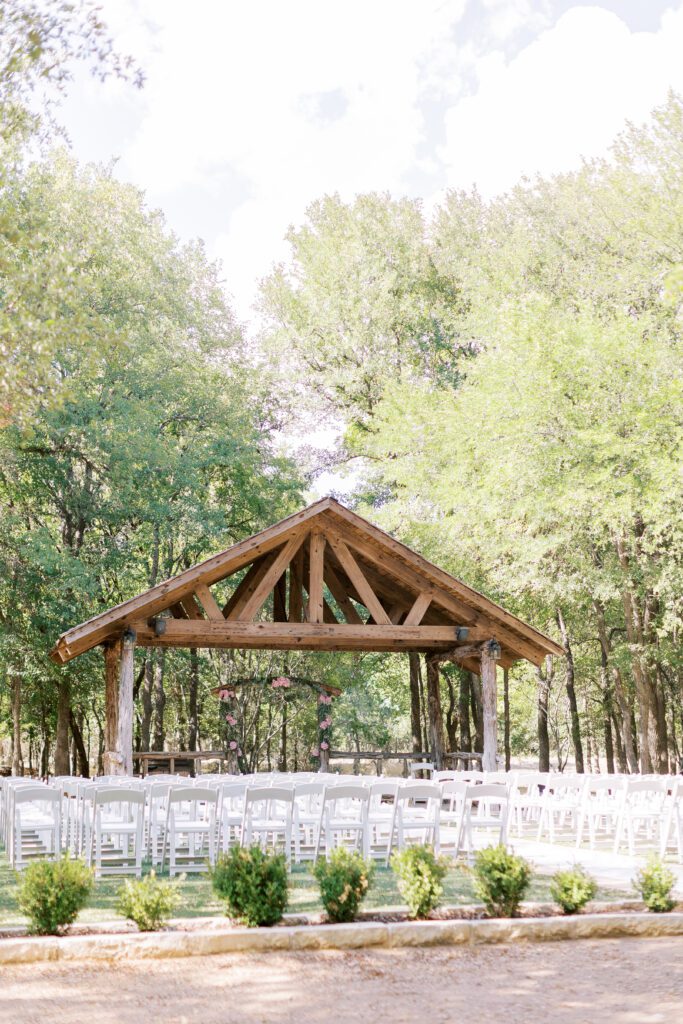 Outdoor Rustic Wedding Ceremony Texas Hill Country Natural Event Venue Redbud Hall Texas Old Town