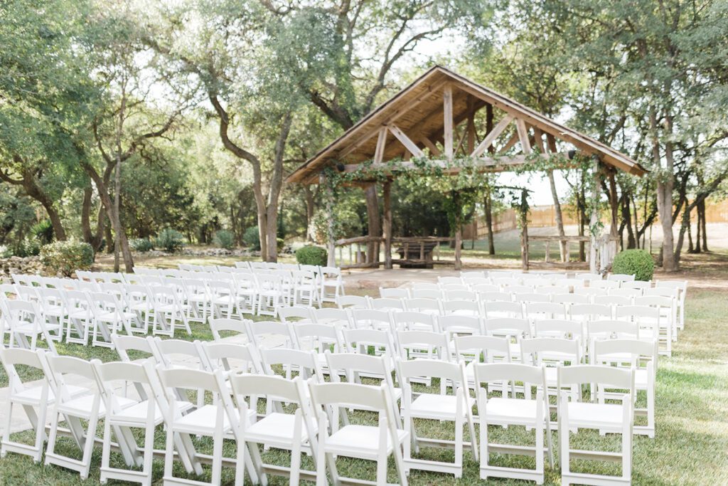 Outdoor ceremony wedding venue Texas Hill Country rustic barn venue