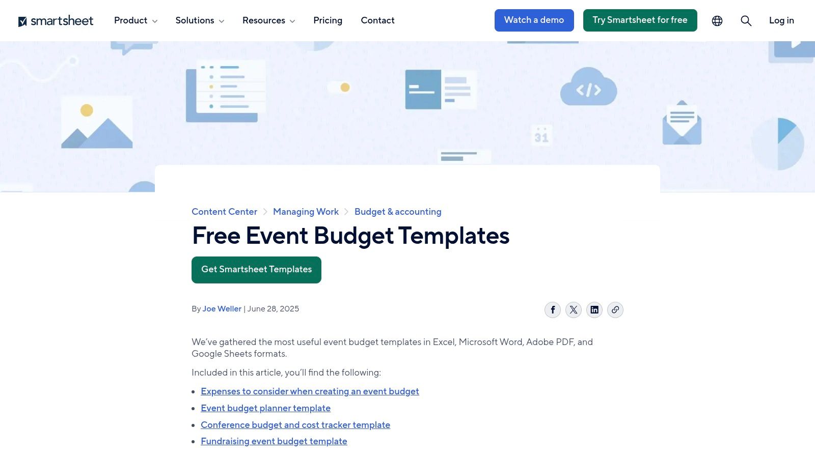 Smartsheet – Free Event Budget Templates + Event Budget Planner