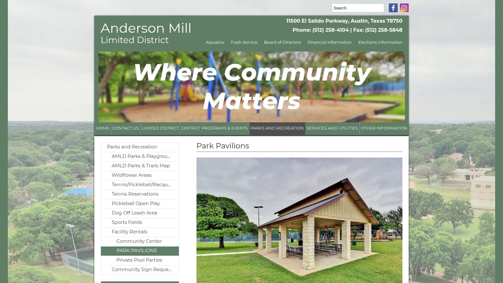 Anderson Mill Limited District Park Pavilions